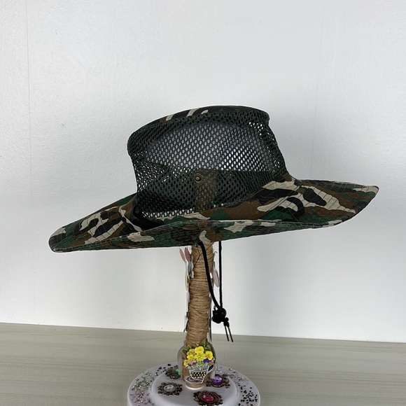 Camouflage men's drawstring snap sides mesh top fishing hat Size O/S - Picture 3 of 6
